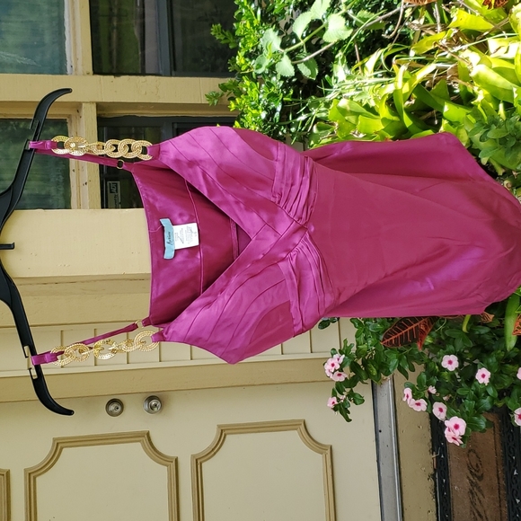 Marciano Tops - Marciano Guess Silk Magenta Gold Chain Strap Cami